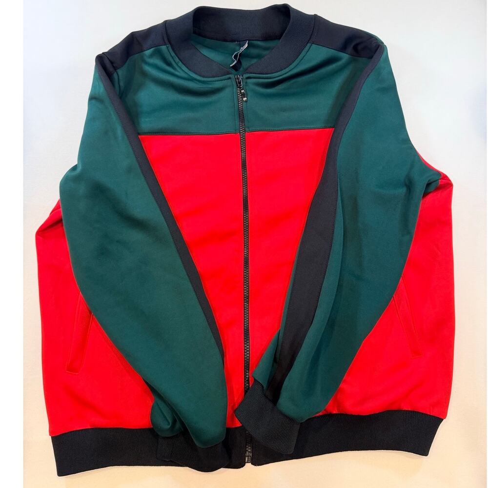 American Bazi Old School Men's Full Zip Bomber Track Jacket Medium Retro Stripe - Picture 2 of 8